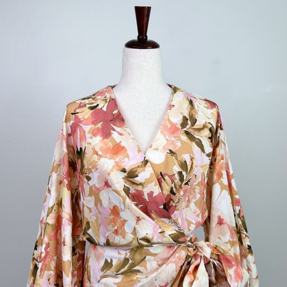 Significant Other Kenna Linen Blend Floral Mini Wrap Dress - Picture 4 of 14